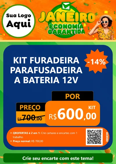 Modelo de Cartaz para Cartaz A4 Vertical com o tema Janeiro - Economia Garantida para Maquinas e Ferramentas