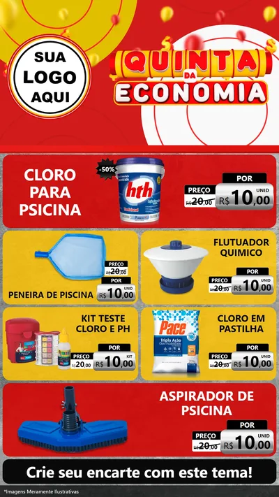 Modelo de TV para TV Vertical com o tema Quinta da Economia para Produtos para Piscina