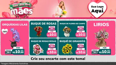 Modelo de TV para TV Horizontal com o tema Feliz Dia das Mães para Floricultura e jardim