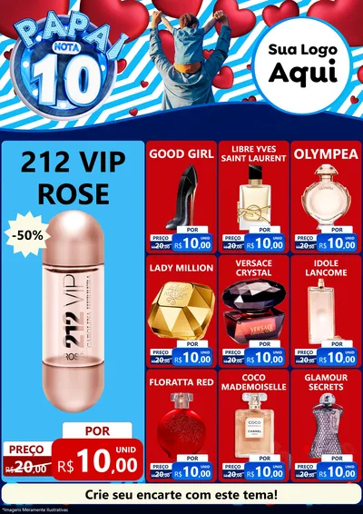 Modelo de Encarte para Encarte A4 Vertical com o tema Papai Nota 10 para Perfumes
