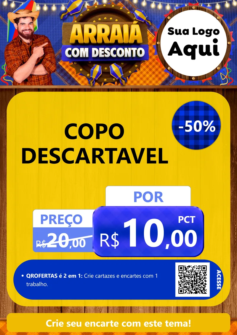 Modelo de Cartaz para Cartaz A4 Vertical com o tema Arraiá Com Desconto para Embalagens