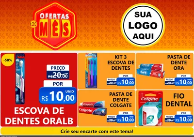 Modelo de Encarte para Encarte A4 Horizontal com o tema Ofertas do Mês para Higiene Pessoal