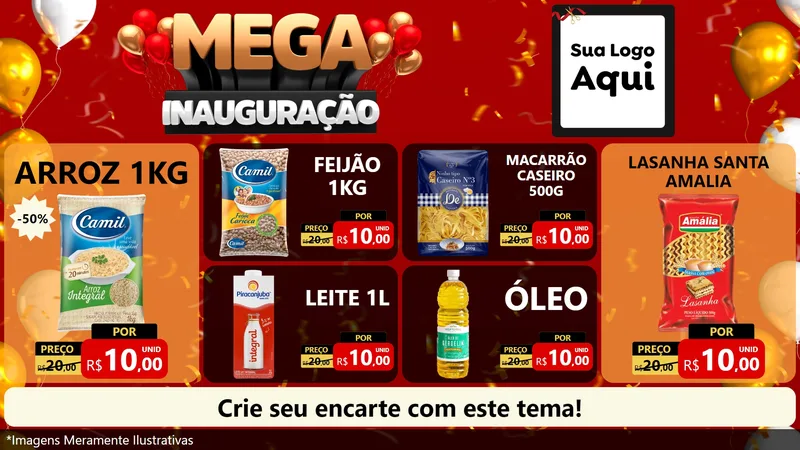 Modelo de TV para TV Horizontal com o tema Mega Inauguração para Supermercado