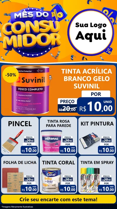 Modelo de Rede Social para Stories com o tema Mês do Consumidor para Tintas e Ferramentas