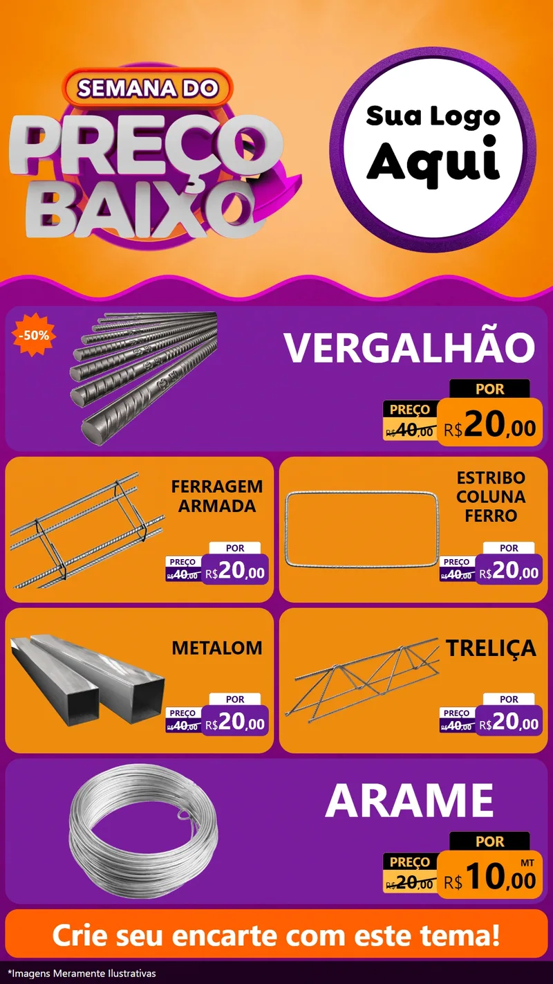 Modelo de TV para TV Vertical com o tema Semana do Preço Baixo para Ferragens