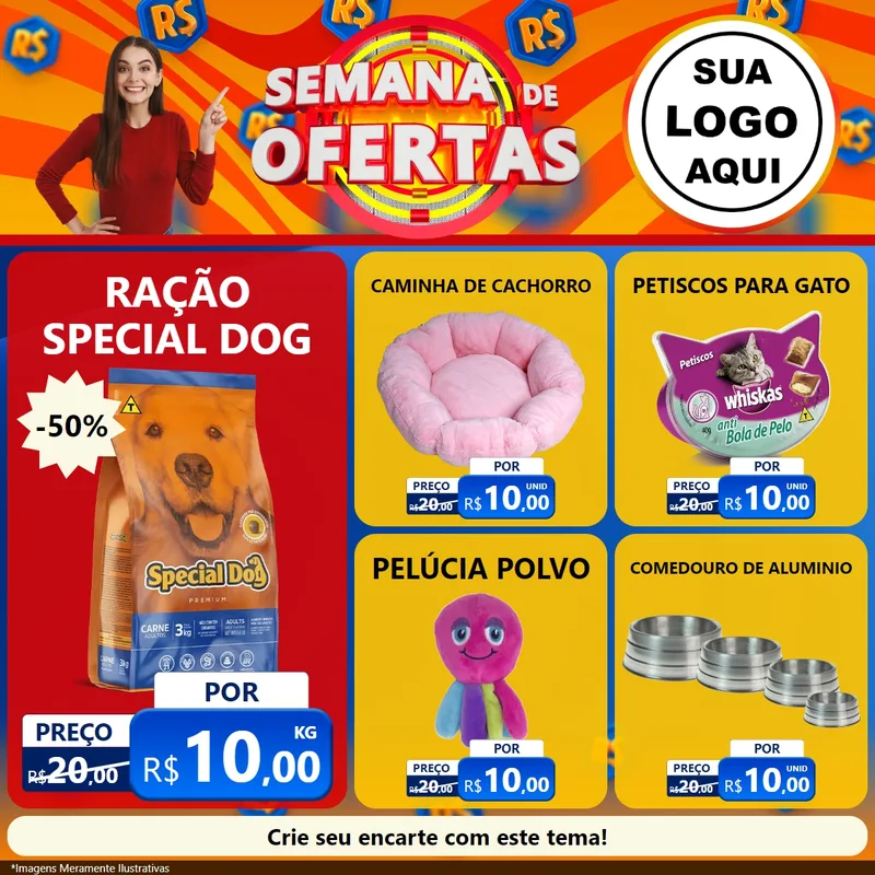 Modelo de Rede Social para Feed Facebook com o tema Semana de Ofertas para Pet Shop