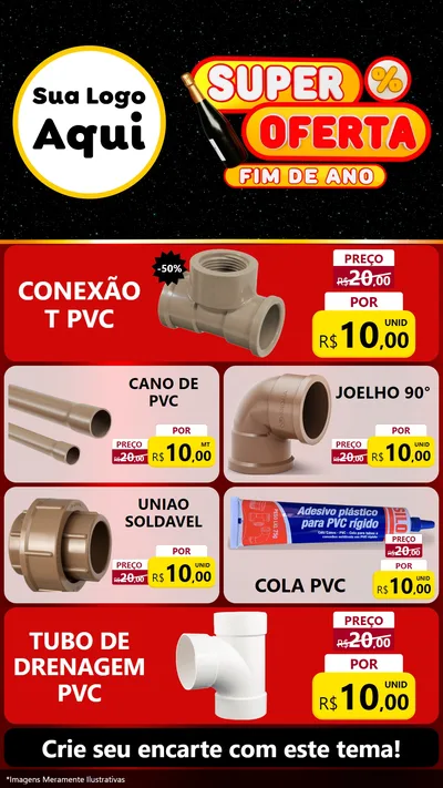 Modelo de TV para TV Vertical com o tema Super Oferta Fim de Ano para Tubos e conexões