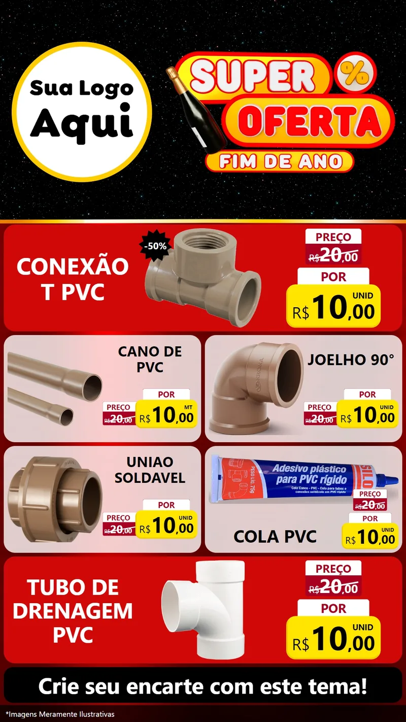 Modelo de TV para TV Vertical com o tema Super Oferta Fim de Ano para Tubos e conexões