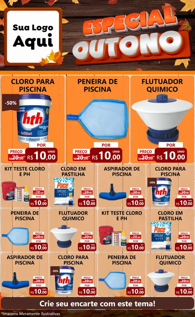 Modelo de Encarte para Encarte Grande com o tema Especial Outono para Produtos para Piscina