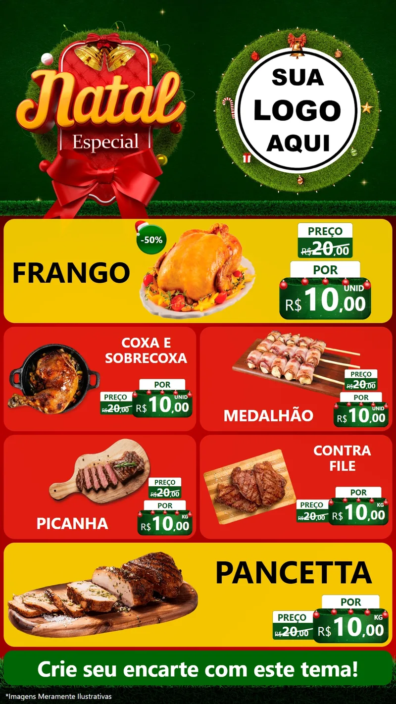 Modelo de TV para TV Vertical com o tema Natal Especial para Assados