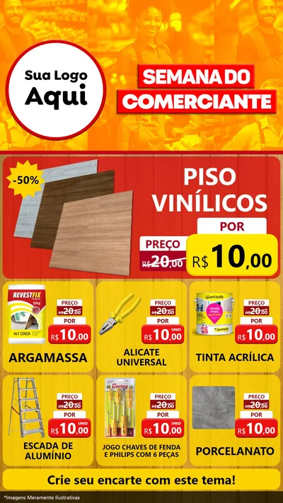 Modelo de Rede Social para Stories com o tema Semana do Comerciante para Material para Construção
