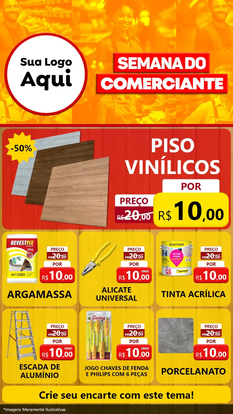 Modelo de Rede Social para Stories com o tema Semana do Comerciante para Material para Construção