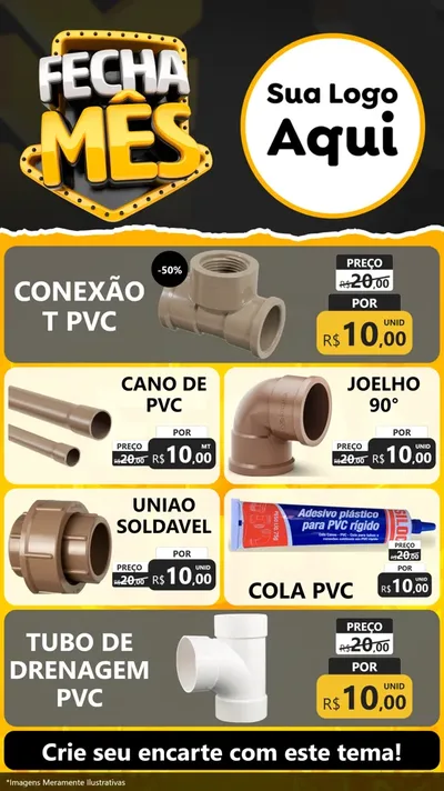Modelo de TV para TV Vertical com o tema Fecha Mês para Tubos e conexões