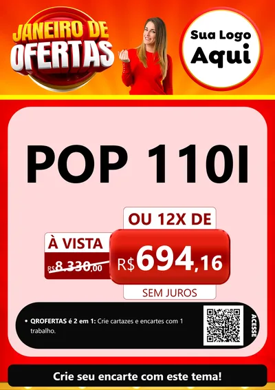 Modelo de Cartaz para Cartaz A4 Vertical com o tema Janeiro de Ofertas para Concessionaria de Motos
