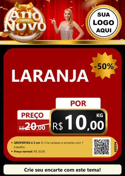 Modelo de Cartaz para Cartaz A4 Vertical com o tema Super Ano Novo para Hortifrúti