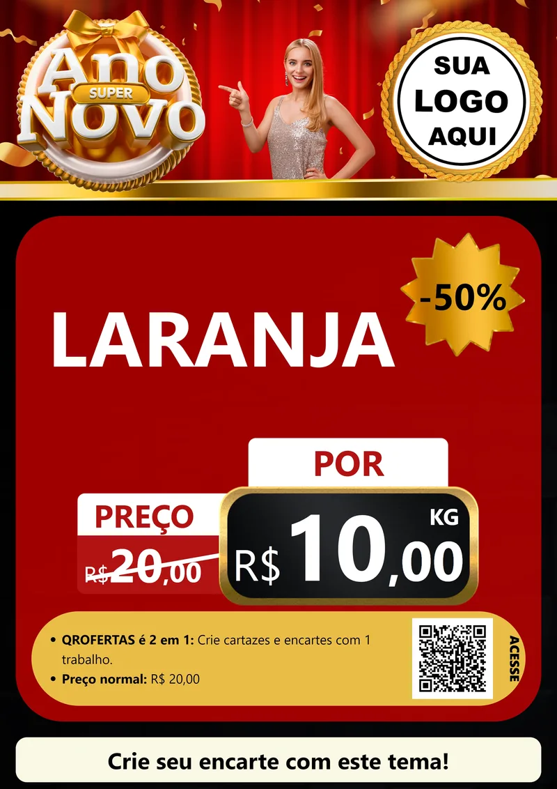 Modelo de Cartaz para Cartaz A4 Vertical com o tema Super Ano Novo para Hortifrúti