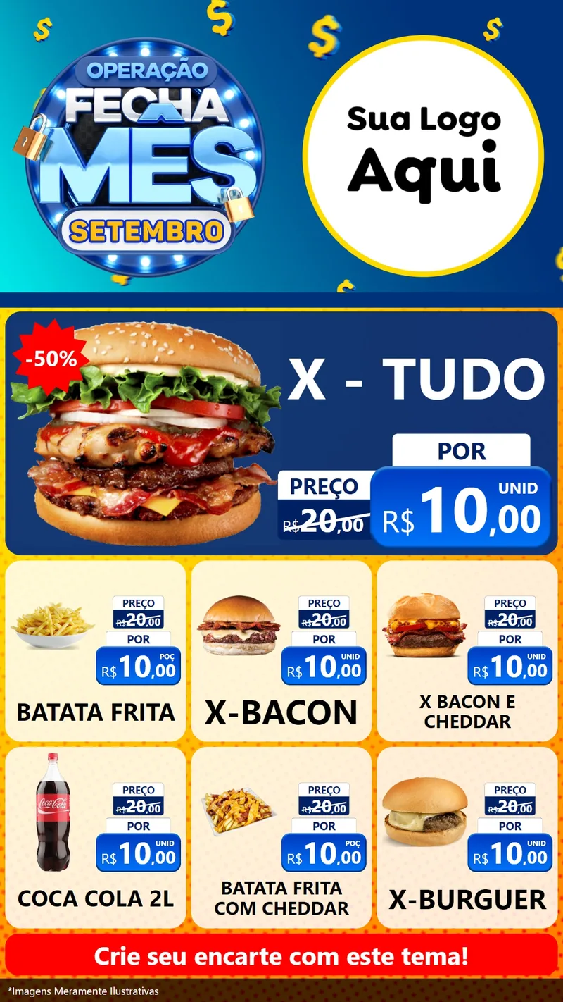 Modelo de Rede Social para Stories com o tema Operação Fecha Mês Setembro para Hamburgueria