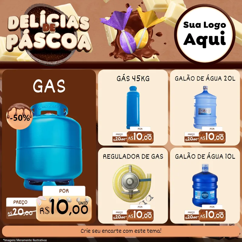 Modelo de Rede Social para Feed Facebook com o tema Delícias de Páscoa para Água e gás