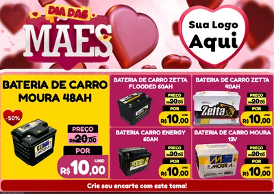 Modelo de Encarte para Encarte A4 Horizontal com o tema Dia Das Mães para Baterias Elétricas