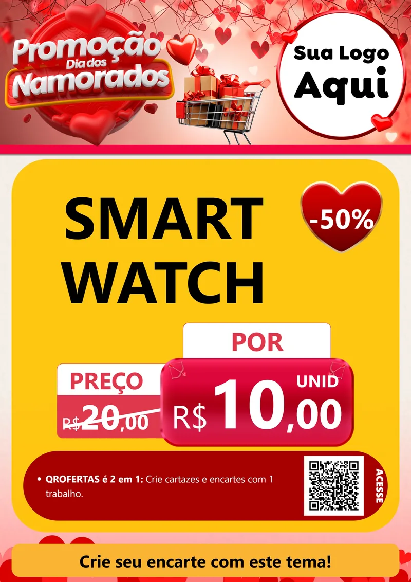 Modelo de Cartaz para Cartaz A4 Vertical com o tema Promoção Dia dos Namorados para Informática