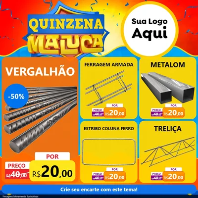 Modelo de Rede Social para Feed Facebook com o tema Quinzena Maluca para Ferragens