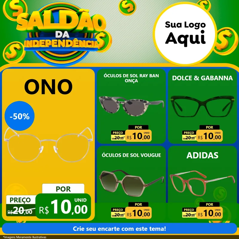 Modelo de Rede Social para Feed Facebook com o tema Saldão da Indepêndencia para Óticas