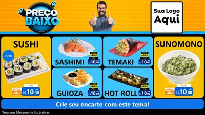 Modelo de TV para TV Horizontal com o tema Preço Baixo para Comida japonesa