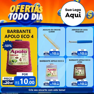 Modelo de Rede Social para Feed Facebook com o tema Ofertas Todo Dia para Armarinho e Aviamentos