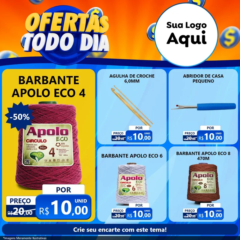 Modelo de Rede Social para Feed Facebook com o tema Ofertas Todo Dia para Armarinho e Aviamentos