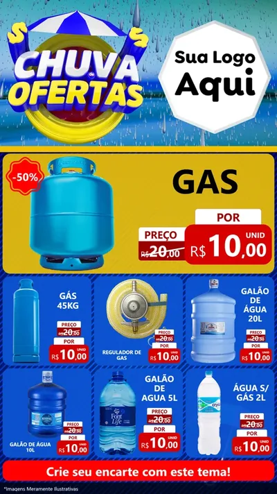 Modelo de Rede Social para Stories com o tema Chuva de Ofertas para Água e gás