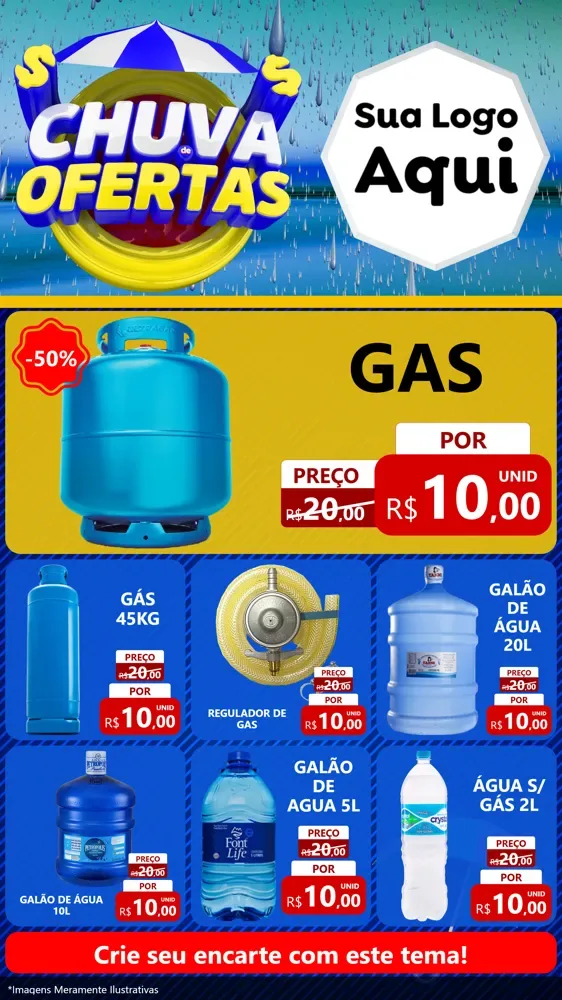 Modelo de Rede Social para Stories com o tema Chuva de Ofertas para Água e gás