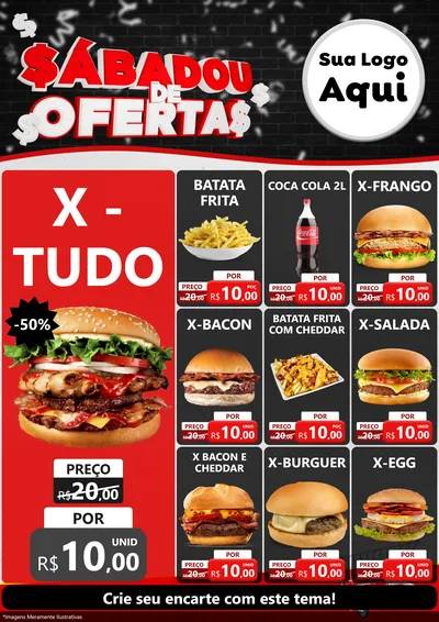 Modelo de Encarte para Encarte A4 Vertical com o tema Sabadou de Ofertas para Hamburgueria