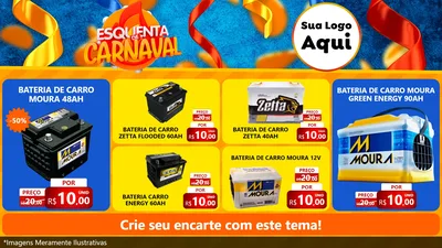 Modelo de TV para TV Horizontal com o tema Esquenta de Carnaval para Baterias Elétricas