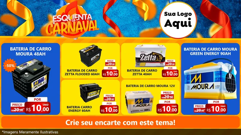 Modelo de TV para TV Horizontal com o tema Esquenta de Carnaval para Baterias Elétricas