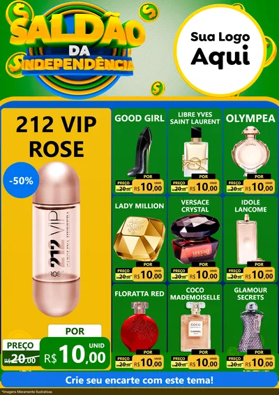 Modelo de Encarte para Encarte A4 Vertical com o tema Saldão da Indepêndencia para Perfumes
