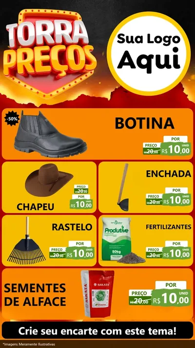 Modelo de TV para TV Vertical com o tema Torra Preços para Agropecuária
