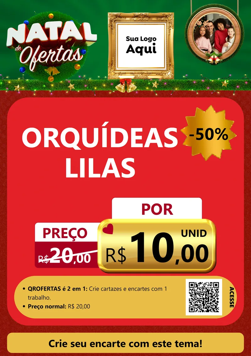 Modelo de Cartaz para Cartaz A4 Vertical com o tema Natal de Ofertas para Floricultura e jardim