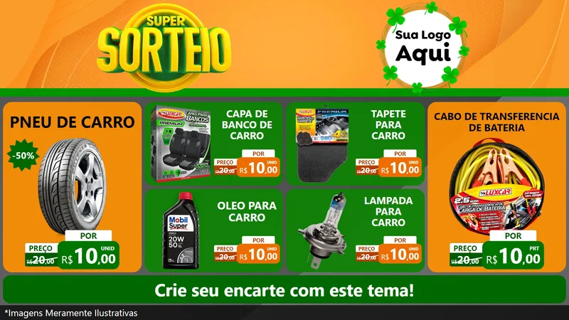 Modelo de TV para TV Horizontal com o tema Super Sorteio para Auto peças