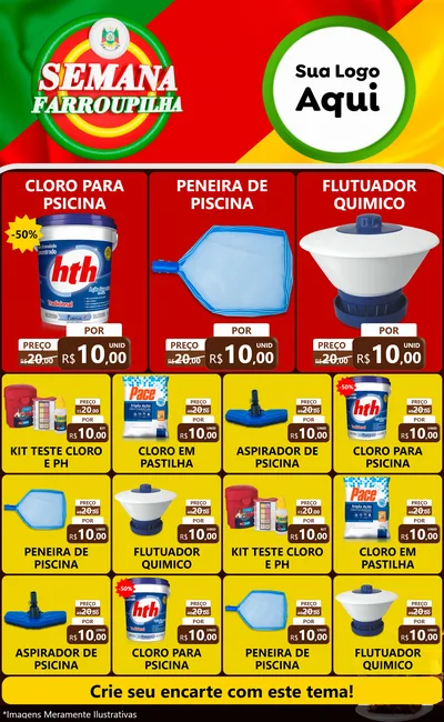 Modelo de Encarte para Encarte Grande com o tema Semana Farroupilha para Produtos para Piscina