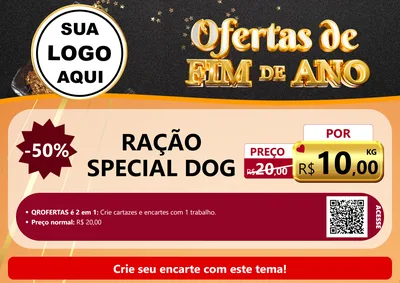 Modelo de Cartaz para Cartaz A4 Horizontal com o tema Ofertas de Fim de Ano para Pet Shop