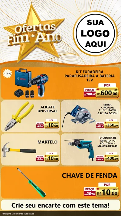 Modelo de TV para TV Vertical com o tema Ofertas Fim de Ano para Maquinas e Ferramentas