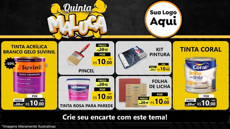 Modelo de TV para TV Horizontal com o tema Quinta Maluca para Tintas e Ferramentas