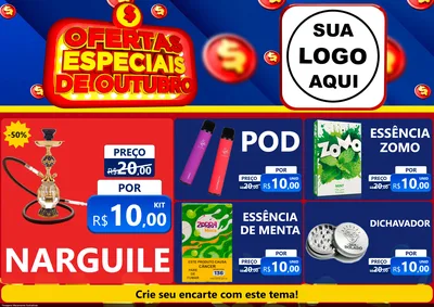 Modelo de Encarte para Encarte A4 Horizontal com o tema Ofertas Especiais de Outubro para Tabacaria