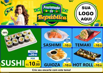 Modelo de Encarte para Encarte A4 Horizontal com o tema Proclamação da República para Comida japonesa