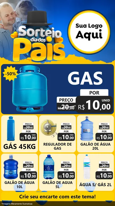 Modelo de Rede Social para Stories com o tema Sorteio Dia Dos Pais para Água e gás