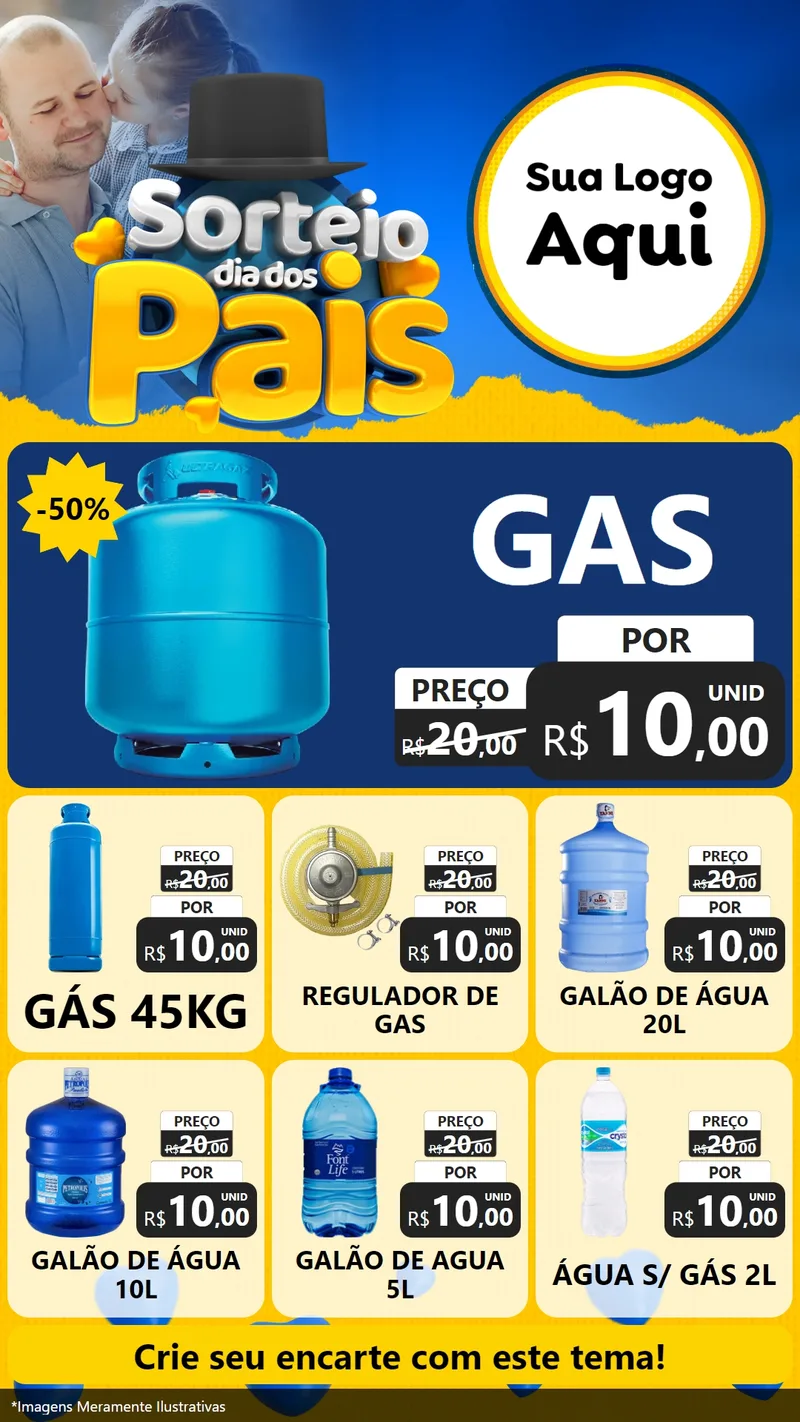Modelo de Rede Social para Stories com o tema Sorteio Dia Dos Pais para Água e gás