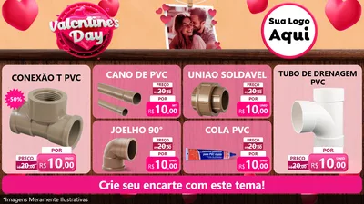 Modelo de TV para TV Horizontal com o tema Valentine's Day para Tubos e conexões