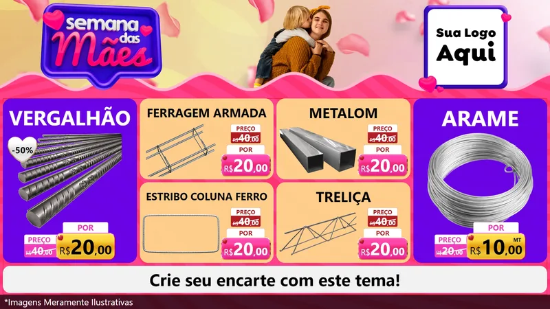 Modelo de TV para TV Horizontal com o tema Semana das Mães para Ferragens