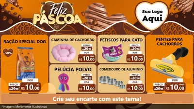 Modelo de TV para TV Horizontal com o tema Feliz Páscoa para Pet Shop