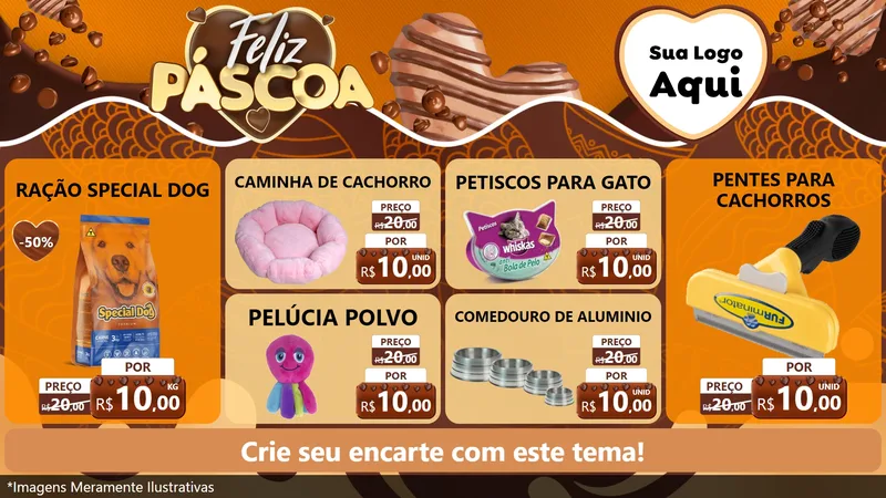 Modelo de TV para TV Horizontal com o tema Feliz Páscoa para Pet Shop